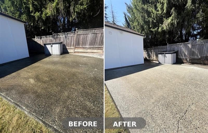 Driveway power washing before and after